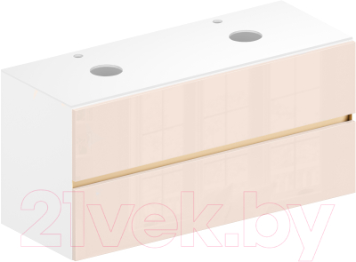 Тумба под умывальник ЗОВ Лира 120 / L120MW0MTGVG-KP13W (белый/тальк)