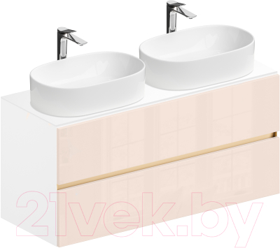 Тумба под умывальник ЗОВ Лира 120 / L120MW0MTGVG-KP13W (белый/тальк)