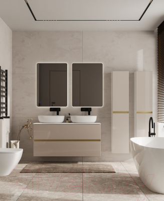 Тумба под умывальник ЗОВ Лира 120 / L120MW0MTGVG-KP13W (белый/тальк)