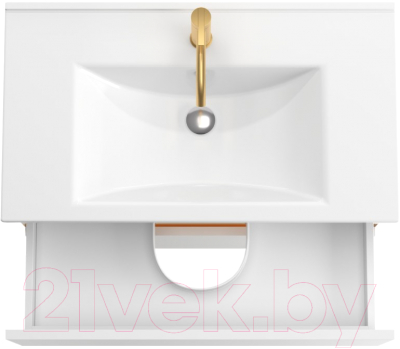 Тумба под умывальник ЗОВ Лира 60 / L60MW0MWGVG-KP13W (белый/белый глянец)