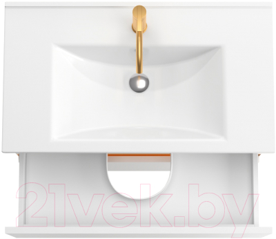 Тумба под умывальник ЗОВ Лира 70 / L70MW0MWGVG-KP13W (белый/белый глянец)