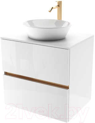 Тумба под умывальник ЗОВ Лира 100 / L100MW0MWGVG-KP13W (белый/белый глянец) - фото