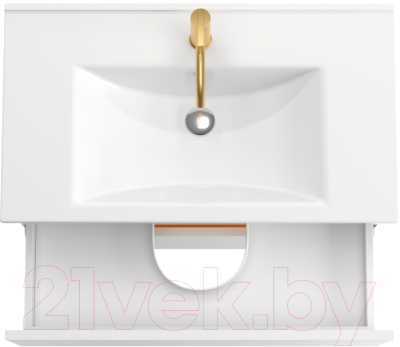 Тумба под умывальник ЗОВ Лира 100 / L100MW0MWGVG-KP13W (белый/белый глянец)