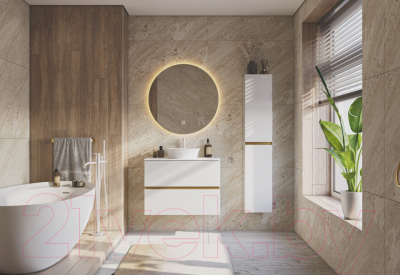 Тумба под умывальник ЗОВ Лира 100 / L100MW0MWGVG-KP13W (белый/белый глянец)