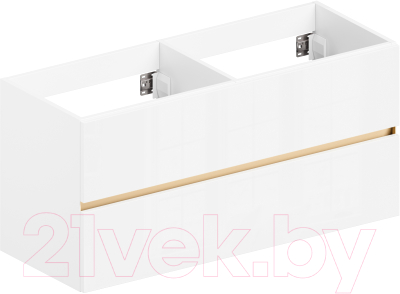 Тумба под умывальник ЗОВ Лира 120 / L120MW0MWGVG-KP13W (белый/белый глянец) - фото