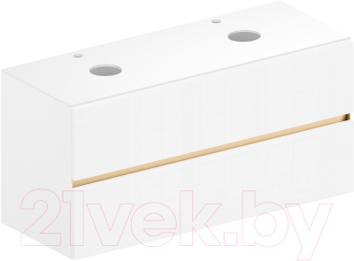 Тумба под умывальник ЗОВ Лира 120 / L120MW0MWGVG-KP13W (белый/белый глянец)