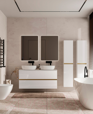 Тумба под умывальник ЗОВ Лира 120 / L120MW0MWGVG-KP13W (белый/белый глянец)