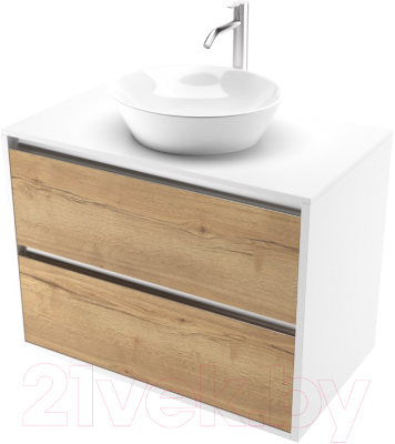 Тумба под умывальник ЗОВ Парма 60 / P60LWP0MHMC1A-KP13W (белый/галифакс) - фото