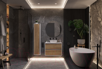 Тумба под умывальник ЗОВ Парма 70 / P70LWP0MHMC1A-KP13W (белый/галифакс)