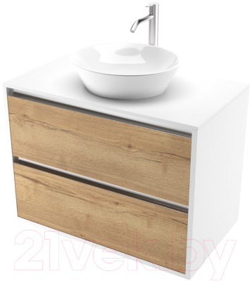 Тумба под умывальник ЗОВ Парма 90 / P90LWP0MHMC1A-KP13W (белый/галифакс) - фото