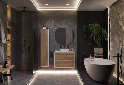 Тумба под умывальник ЗОВ Парма 100 / P100LWP0MHMC1A-KP13W (белый/галифакс)