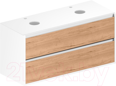 Тумба под умывальник ЗОВ Парма 120 / P120LWP0MHMC1A-KP13W (белый/галифакс) - фото