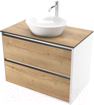 Тумба под умывальник ЗОВ Парма 100 / P100LWP0MHMC1A-KP13H (белый/галифакс) - фото