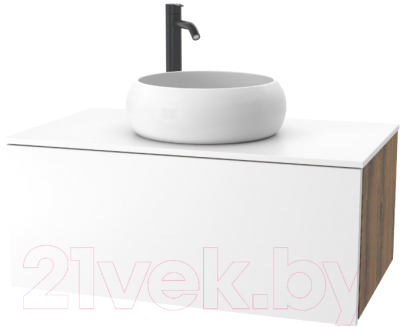 Тумба под умывальник ЗОВ Кито 80 / K80LA0MWMC-KP13W (аттик/белый матовый) - фото