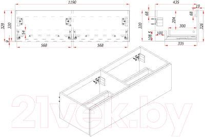 Тумба под умывальник ЗОВ Кито 120 / K120LA0MWMC-KP13W (аттик/белый матовый)