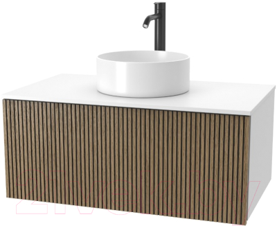 Тумба под умывальник ЗОВ Кито 70 / K70LW0MRMC-KP13W (белый/тростник) - фото