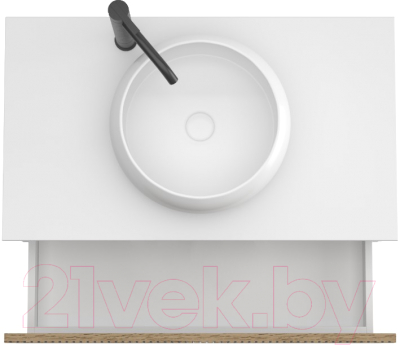 Тумба под умывальник ЗОВ Кито 100 / K100LW0MRMC-KP13W (белый/тростник)