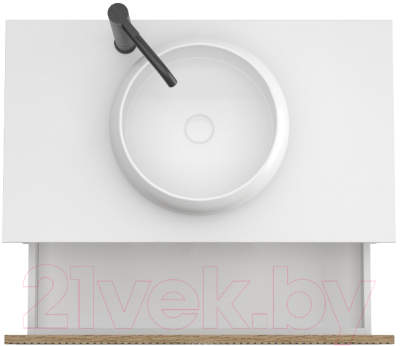 Тумба под умывальник ЗОВ Кито-2 80 / 2K80LW0MRMC-KP13W (белый/тростник)
