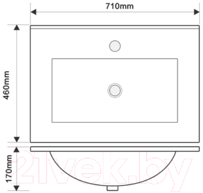 Тумба с умывальником ЗОВ Дион 70 / D70LHO0M9003GKV5-OL70 (белый глянец/дуб)