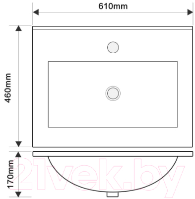 Тумба с умывальником ЗОВ Дион 60 / D60LHO0M1015GKV5-OL60 (бежевый глянец/дуб)