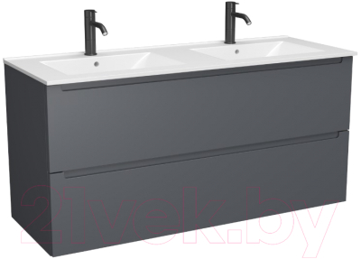 Тумба с умывальником ЗОВ Дион 120 / D120LAFM7015MKV5-OL120 (графит матовый) - фото