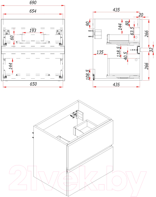 Тумба с умывальником ЗОВ Лира 70 / L70MW0MAGVA-OL70