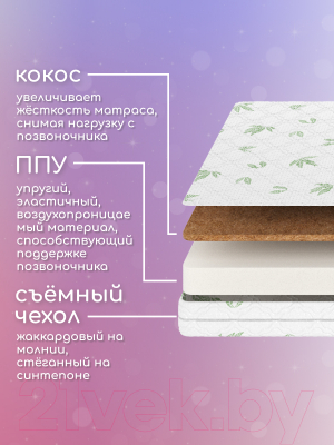 Матрас в кроватку Капризун Алое вера ППУ с кокосом 60x120 / 413071