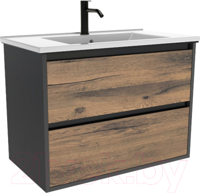 Тумба с умывальником ЗОВ Парма 80 / P80LAN0MAMC1B-OL80 (антрацит/аттик) - фото