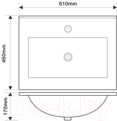 Тумба с умывальником ЗОВ Парма 60 / P60LWP0MWHMC1A-OL60 (белый/белый галифакс)