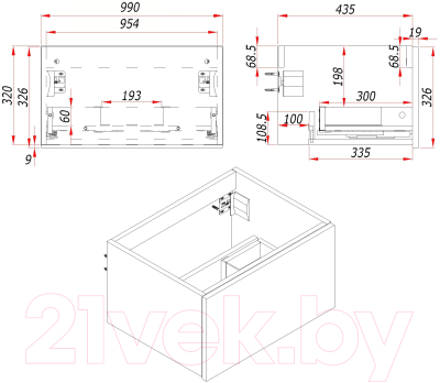 Тумба с умывальником ЗОВ Кито 100 / K100LA0MWM-OL100