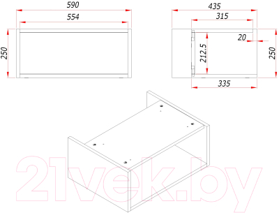 Тумба с умывальником ЗОВ Кито-2 60 / 2K60LW0MWM-OL60