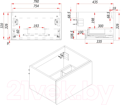 Тумба с умывальником ЗОВ Кито-2 80 / 2K80LA0MWM-OL80