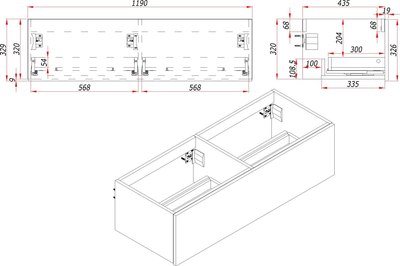 Тумба с умывальником ЗОВ Кито-2 120 / 2K120LW0MRM-OL120
