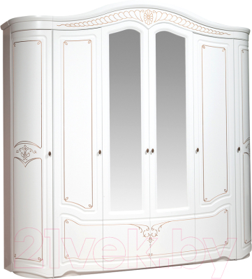 Шкаф ФорестДекоГрупп Луиза 6.Д1 (слоновая кость) - фото