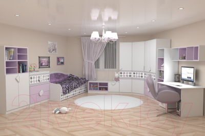 Шкаф Премиум Рокси угловой (белый/ирис)