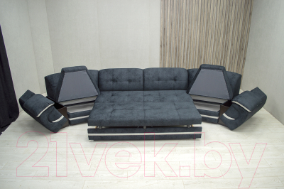 Диван Петрамебель Браво (брабус 17 темно-серый велюр/брабус 15 светло-серый велюр)