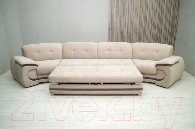 Диван Петрамебель Браво (гранд 02 бейдж светло-бежевый велюр/гранд 03 какао темно-бежевый велюр)