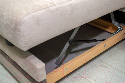 Диван Петрамебель Браво (гранд 02 бейдж светло-бежевый велюр/гранд 03 какао темно-бежевый велюр)