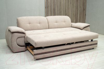 Диван Петрамебель Браво 3-193 раскладной (гранд 02 бейдж светло-бежевый/гранд 03 какао темно-бежевый)