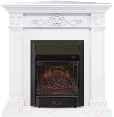Каминокомплект Смолком Verona Corner STD-ASP + Fobos-S LUX BL LT (бьянко белый) - фото