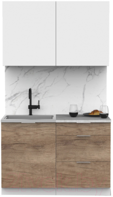 Кухонный гарнитур Интермебель Микс Топ-1 1.2м (белый премиум/дуб каньон/венато) - фото