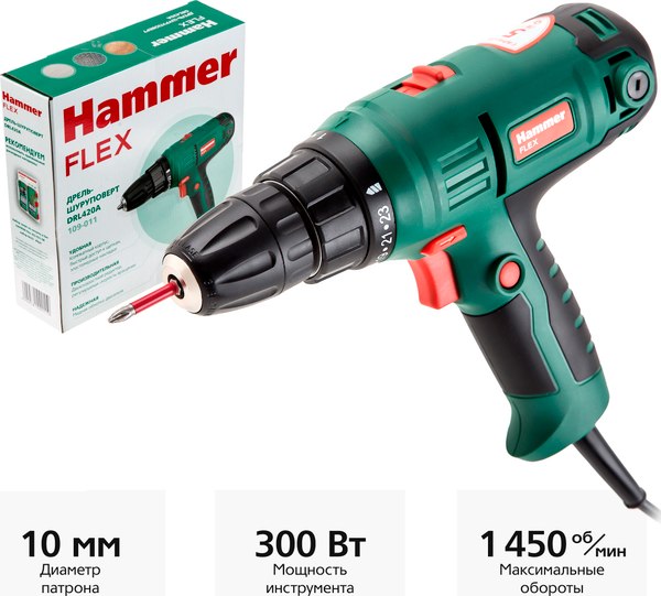 Дрель-шуруповерт Hammer Flex DRL420A