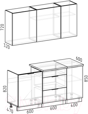 Кухонный гарнитур Интермебель Микс Топ-2 1.6м (белый премиум/тунис)