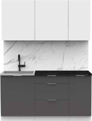 Кухонный гарнитур Интермебель Микс Топ-2 1.6м (белый премиум/графит серый/тунис) - фото