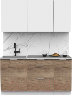 Кухонный гарнитур Интермебель Микс Топ-2 1.6м (белый премиум/дуб каньон/венато) - фото