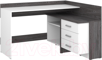 Компьютерный стол Премиум Персона-2 (ясень анкор темный/белый) - фото
