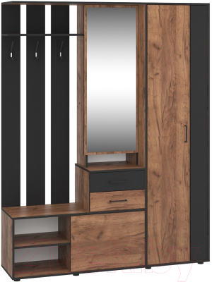 Секция в прихожую Премиум ПР-11 левая (дуб крафт табачный/антрацит)