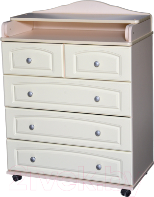 Комод пеленальный Антел Ульяна-6 800/5 МДФ (слоновая кость) - фото