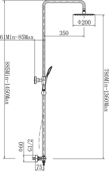 Душевая система со смесителем Fashun A52427