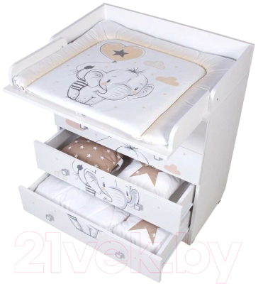 Комод пеленальный Фея 1580 Слоник (белый)